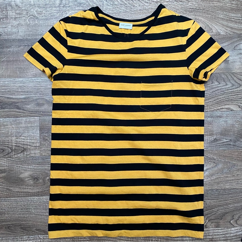 Saint Laurent Paris Striped Pocket Tee Mens Small - Picture 13 of 14